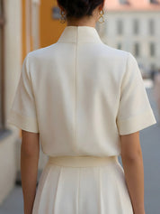 Women's Elegant Mock Neck Blouse with Stand Collar