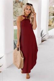 Women's Halter Neck Maxi Dress Sleeveless Flowy Casual Loose Fit Summer