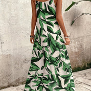 Women's Camo Print Maxi Dress Spaghetti Strap V-Neck Flowy A-Line Sleeveless
