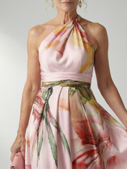 Women's Breezy Halter-Neck Light Floral Maxi Dress
