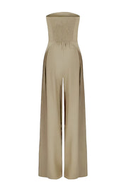 Women's Modern Wide-Leg Jumpsuit Strapless Top Elegant Tailored