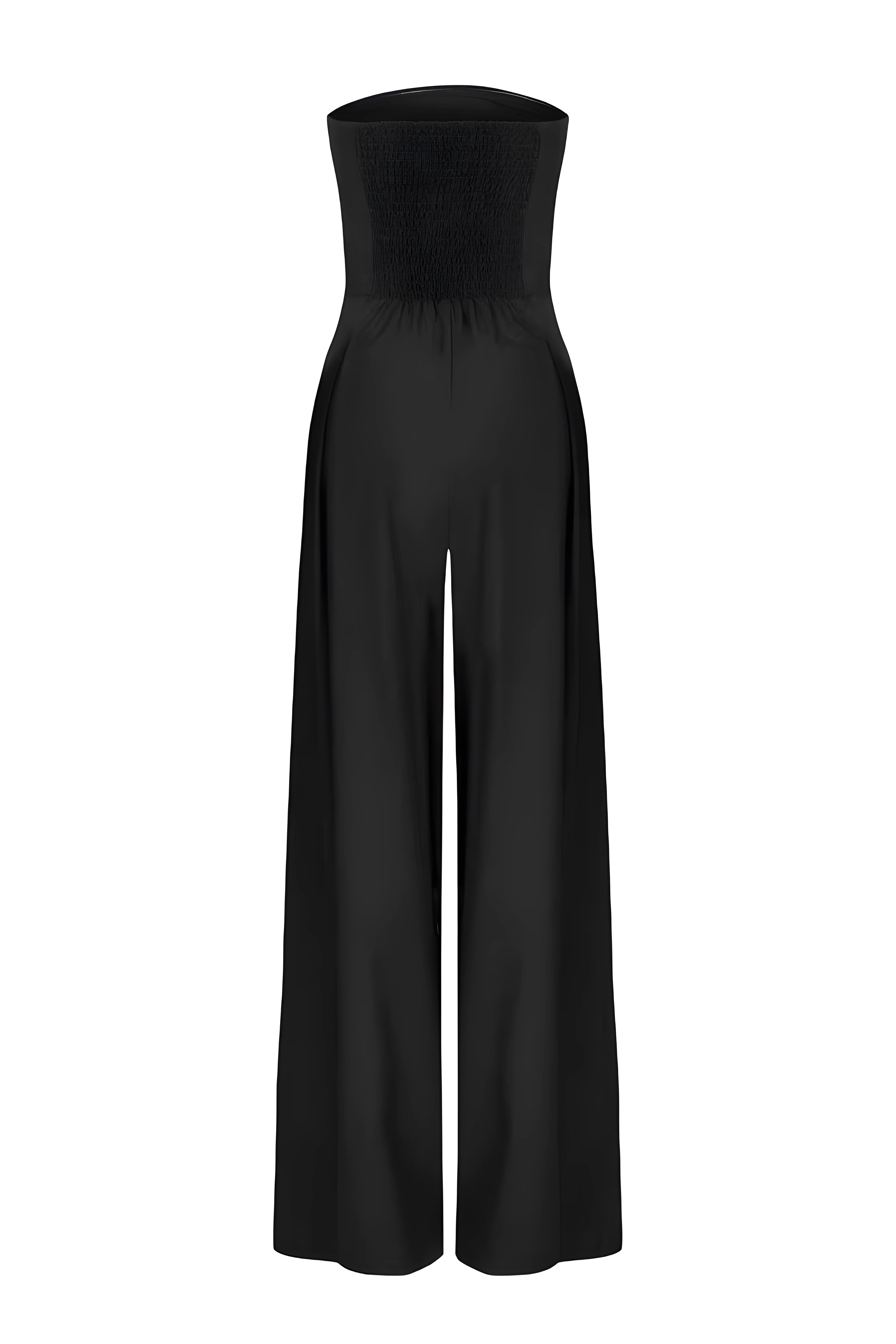 Women's Modern Wide-Leg Jumpsuit Strapless Top Elegant Tailored
