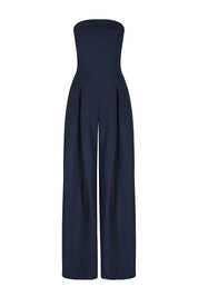 Women's Modern Wide-Leg Jumpsuit Strapless Top Elegant Tailored
