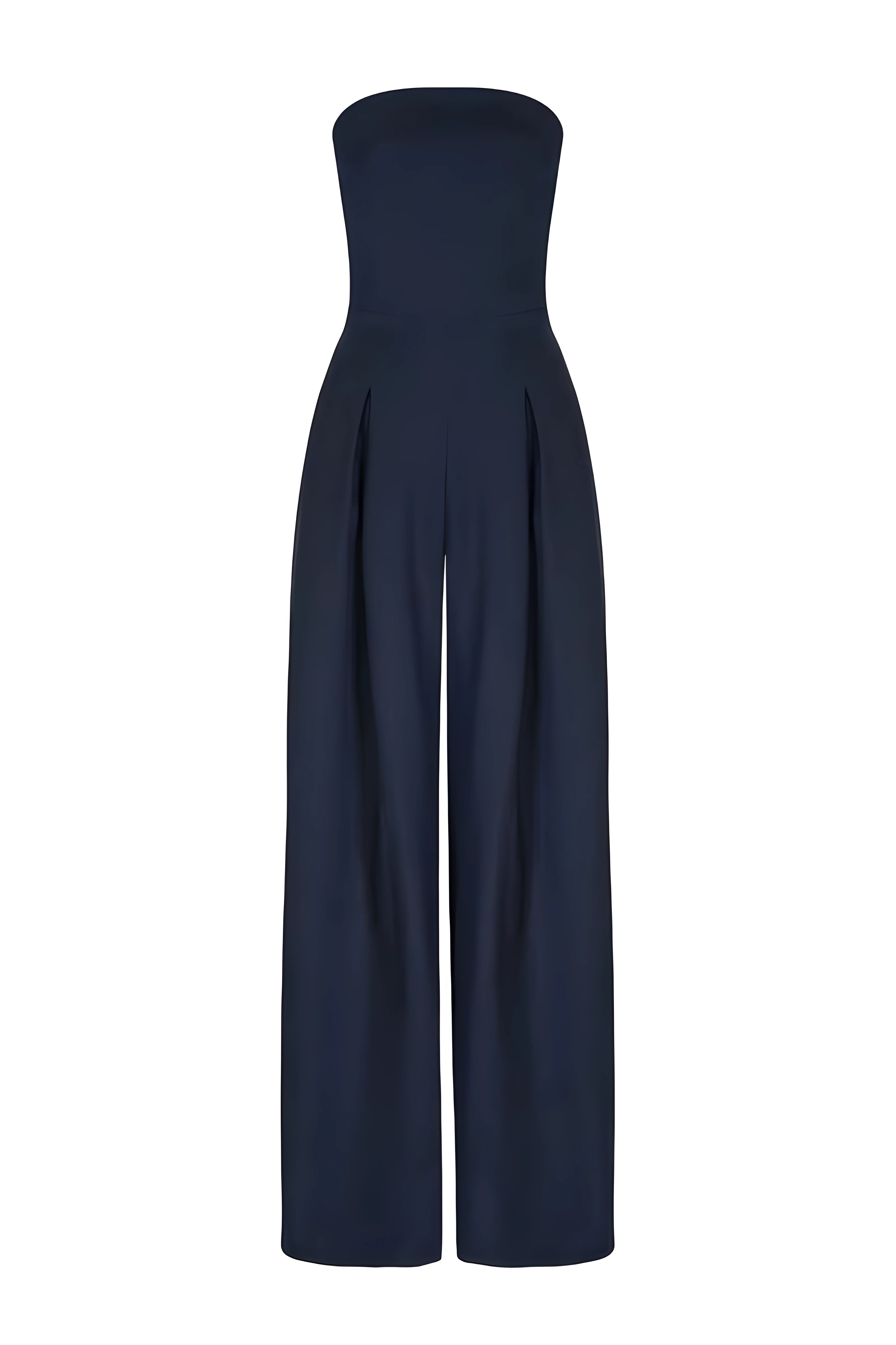 Women's Modern Wide-Leg Jumpsuit Strapless Top Elegant Tailored