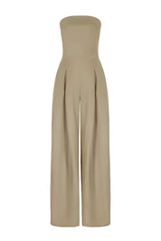 Women's Modern Wide-Leg Jumpsuit Strapless Top Elegant Tailored