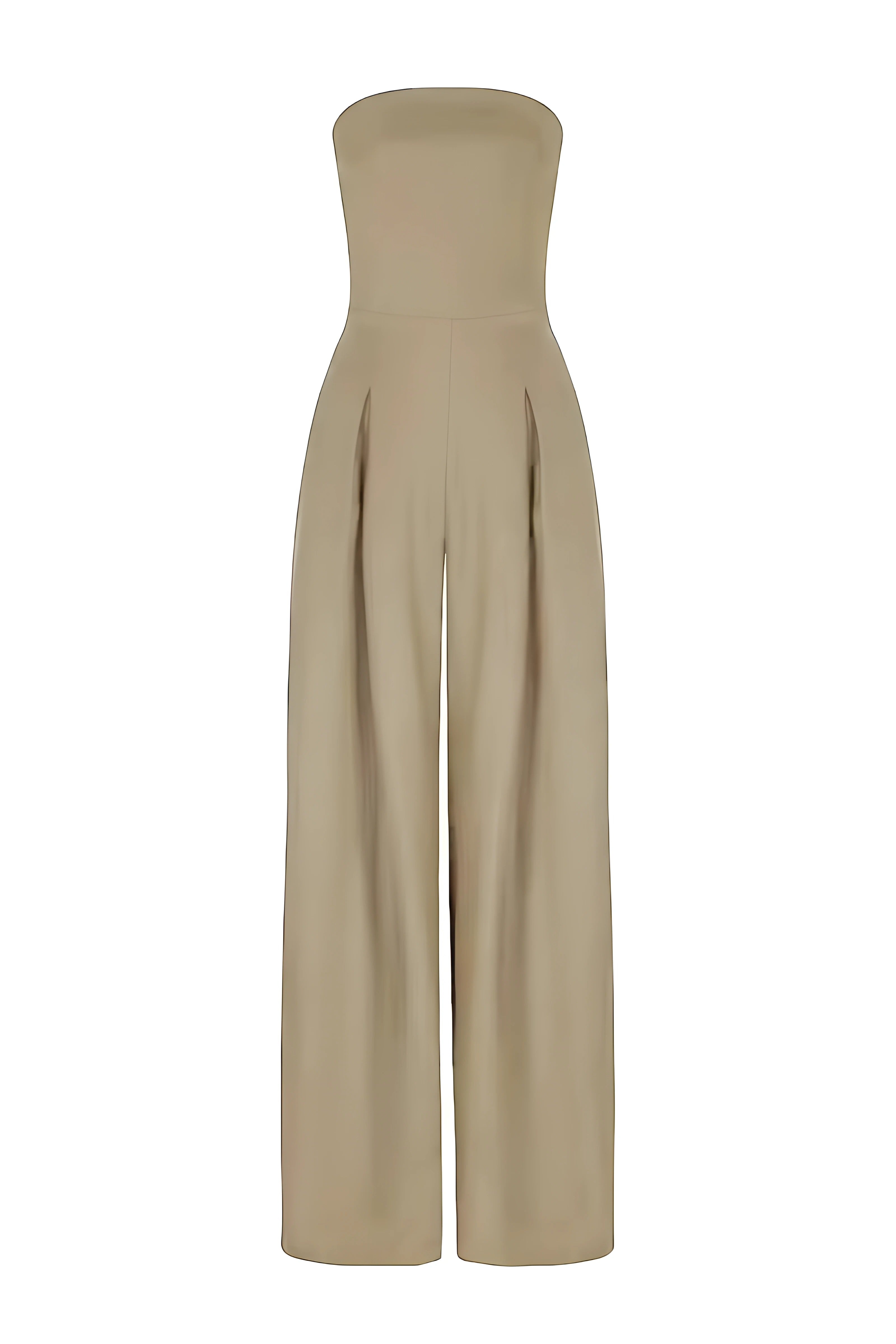 Women's Modern Wide-Leg Jumpsuit Strapless Top Elegant Tailored