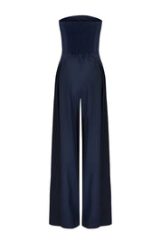 Women's Modern Wide-Leg Jumpsuit Strapless Top Elegant Tailored