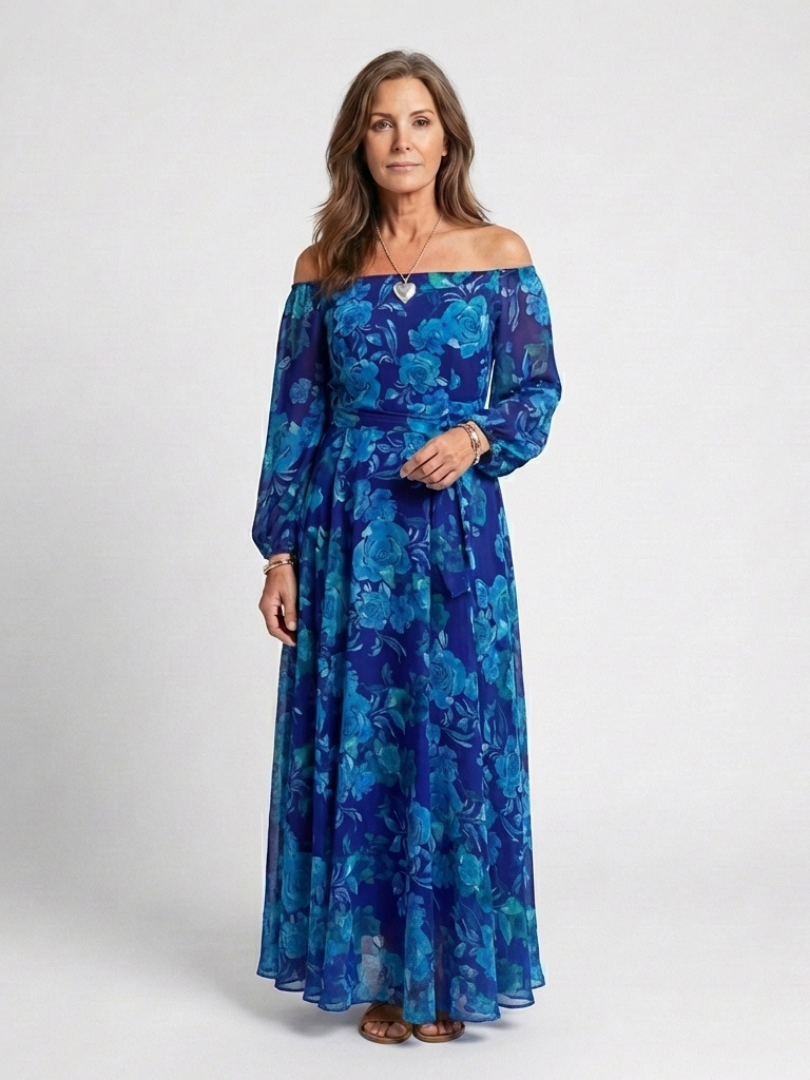 Women's Romantic Off-Shoulder Floral Maxi Dress