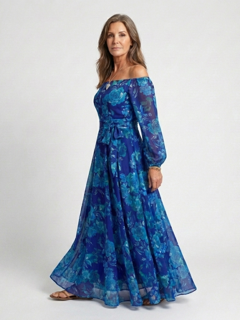 Women's Romantic Off-Shoulder Floral Maxi Dress