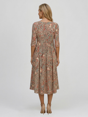Women's Graceful V-Neck Elegance Midi Dress