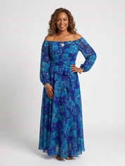 Women's Romantic Off-Shoulder Floral Maxi Dress
