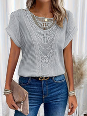 Women's Casual Airy Summer Top with Lace Trim