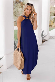 Women's Halter Neck Maxi Dress Sleeveless Flowy Casual Loose Fit Summer