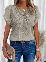 Women's Casual Airy Summer Top with Lace Trim