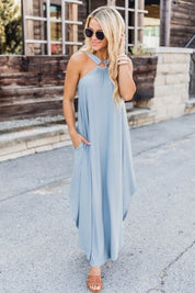 Women's Halter Neck Maxi Dress Sleeveless Flowy Casual Loose Fit Summer