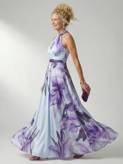 Women's Breezy Halter-Neck Light Floral Maxi Dress