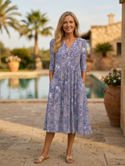 Women's Graceful V-Neck Elegance Midi Dress