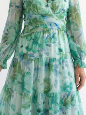 Women's Boho Long-Sleeve Floral Maxi Dress