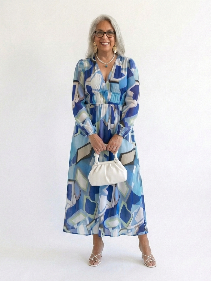 Women's Boho Long-Sleeve Floral Maxi Dress