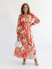 Women's Boho Long-Sleeve Floral Maxi Dress