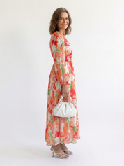 Women's Boho Long-Sleeve Floral Maxi Dress