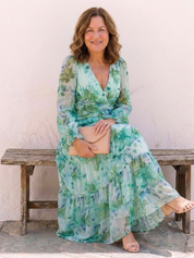 Women's Boho Long-Sleeve Floral Maxi Dress