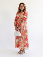 Women's Boho Long-Sleeve Floral Maxi Dress