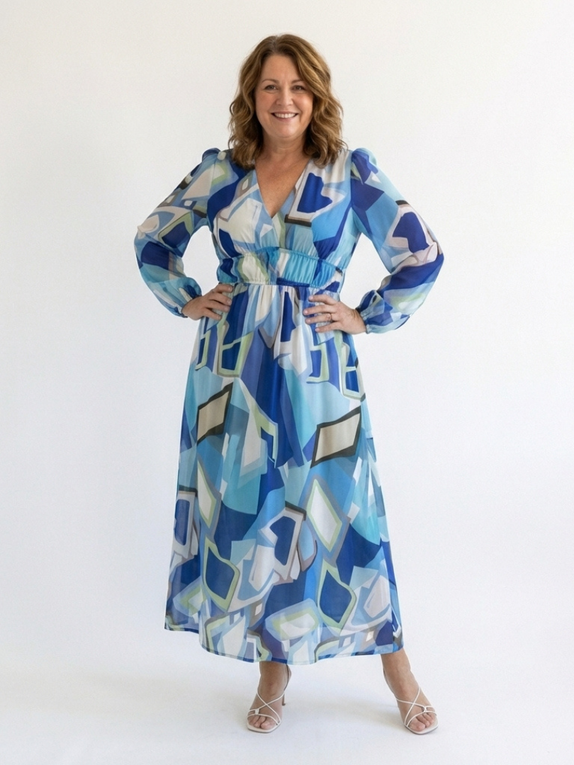 Women's Boho Long-Sleeve Floral Maxi Dress