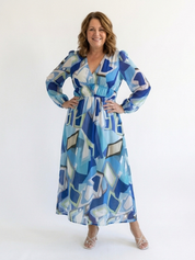 Women's Boho Long-Sleeve Floral Maxi Dress