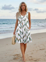 Women's Sleeveless Sundress with Pockets  Loose U-Neck Casual Dress