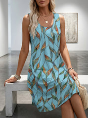Women's Sleeveless Sundress with Pockets  Loose U-Neck Casual Dress