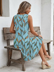 Women's Sleeveless Sundress with Pockets  Loose U-Neck Casual Dress