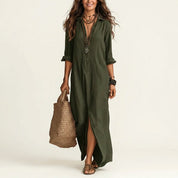 Women's Chic Collared Maxi Shirt Dress