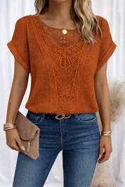Women's Casual Airy Summer Top with Lace Trim