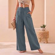 Women's Flowy Wide-Leg Pants with Smocked Waistband