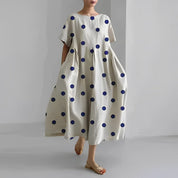 Women's Vibrant Floral Print Boxy Dress Oversized Casual Midi Short Sleeve