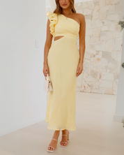 Women's Limoncello Cutout Maxi Dress One-Shoulder Sleeveless Elegant