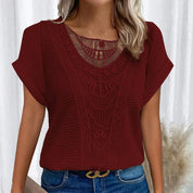 Women's Casual Airy Summer Top with Lace Trim
