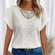 Women's Casual Airy Summer Top with Lace Trim