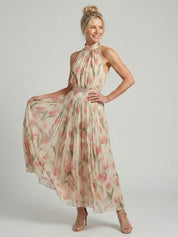 Women's Halter Neck Floral Midi Dress