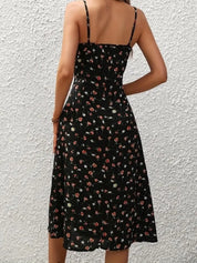 Women's Boho Sleeveless Floral Asymmetrical-Hem Midi Dress