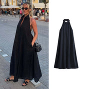 Women's Fresh Halter-Neck Loose Elegant Long Holiday Dress