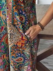 Women's Boho Plus-Size Floral Paisley Flowy Maxi Vacation Dress
