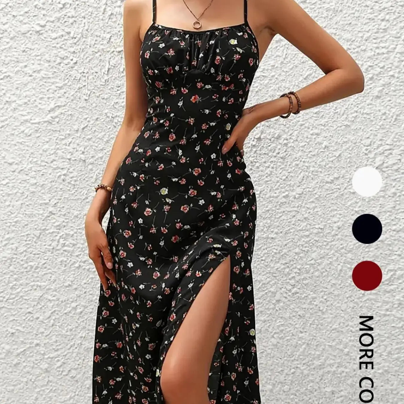 Women's Boho Sleeveless Floral Asymmetrical-Hem Midi Dress