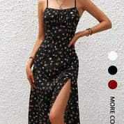 Women's Boho Sleeveless Floral Asymmetrical-Hem Midi Dress