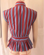 Women's Chic Bowknot Sleeveless Striped Casual Shirt