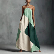 Women's Artistic Cross-Color Print Loose Long Skirt Dress