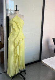 Women's Graceful Halter Tiered Chiffon Backless Evening Gown