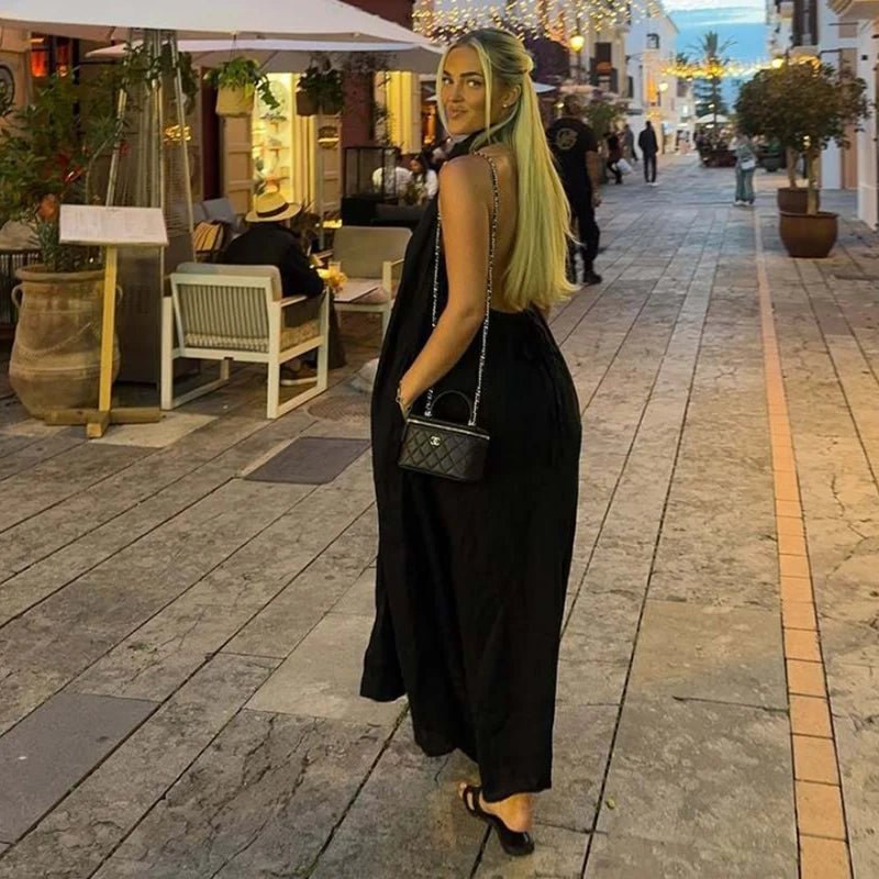 Women's Fresh Halter-Neck Loose Elegant Long Holiday Dress