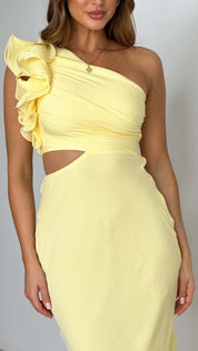 Women's Limoncello Cutout Maxi Dress One-Shoulder Sleeveless Elegant